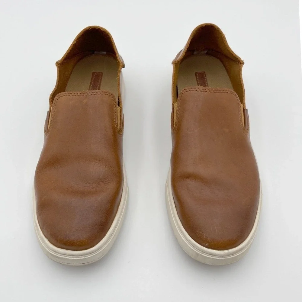 OluKai Womens Brown Pehuea Leather Round Toe Slip-On‎ Comfort Sneaker Shoes 8